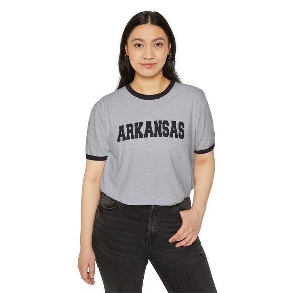 Arkansas Cotton Ringer Graphic Tee - Unisex Arkansas T Shirt, Vintage Style Tee, Men's/Women's Tee