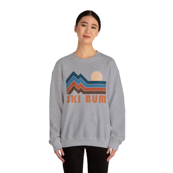 Ski Bum Sweatshirt Retro Mountains, Ski Bum Unisex Graphic Crewneck