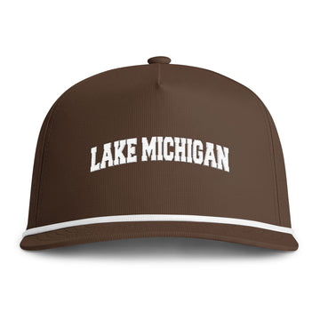 Lake Michigan Embroidered Rope Hat - Vintage Sunwashed Rope Cap, Comfort Colors - 0