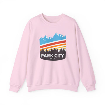 Park City, Utah Sweatshirt - Unisex Retro Crewneck Park City Sweatshirt - Blue Forest Skyline - 0