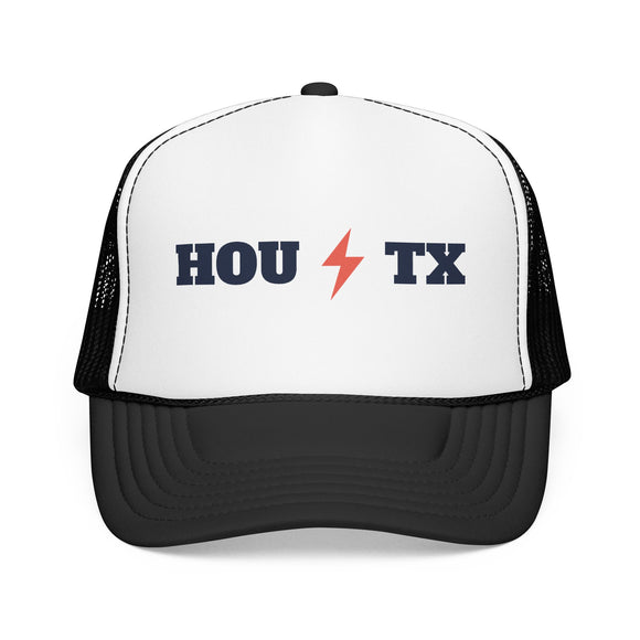 Houston, Texas Retro Trucker Hat - Lightning Foam Cap