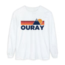 Ouray, Colorado Long Sleeve T-Shirt Retro Mountain, Unisex Ouray Unisex Garment-dyed Long Sleeve T-Shirt-2