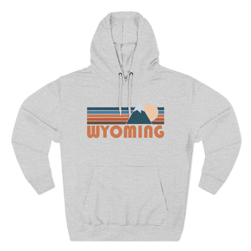 Buy heather-grey Wyoming Hoodie - Retro Mountain Unisex Sweatshirt