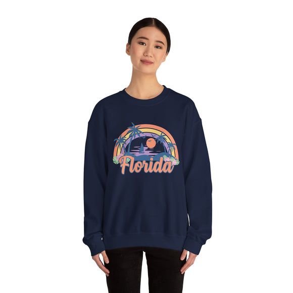 Florida Sweatshirt - Unisex Retro Beach Florida Crewneck Sweatshirt