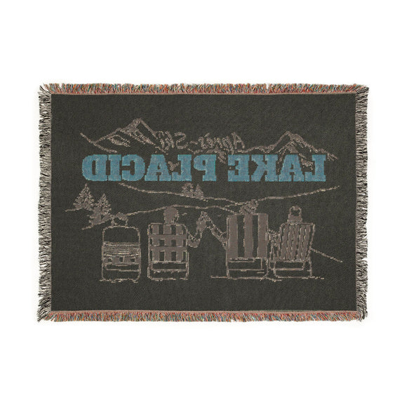 Lake Placid, New York Ski Town Throw Blanket | Mountain Woven Blanket