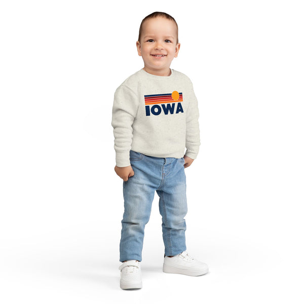 Iowa Toddler Sweatshirt - Retro Sun Iowa Toddler Crewneck Sweatshirt