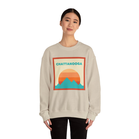Retro Chattanooga, Tennessee Sweatshirt, Mountain Sun Design, Unisex Crewneck, Gift for Outdoorsy Friends, Vintage Jumper
