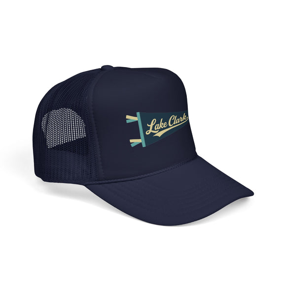 Lake Clark National Park Pennant Trucker Hat — Vintage Foam Mesh Cap