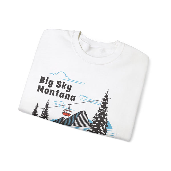 Big Sky, Montana Sweatshirt - Unisex Retro Ski Mountain Gondola Big Sky Sweatshirt