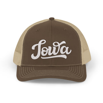 Buy brown-khaki Iowa Snapback Trucker Cap - Embroidered Iowa Hat