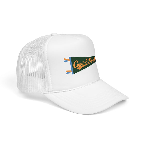 Capitol Reef National Park Pennant Trucker Hat — Vintage Foam Mesh Cap