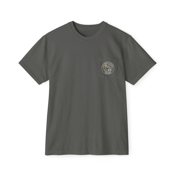 Steamboat, Colorado Pocket T-Shirt, Garment-Dyed Shirt, Mountain Graphic Tee, Comfort Colors