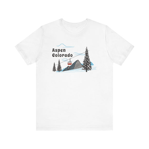 Aspen, Colorado T-Shirt - Retro Ski Mountain Gondola Unisex Aspen Shirt