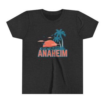 Buy dark-grey-heather Anaheim, California Youth Shirt - Retro Palm Tree Anaheim Kid's T-Shirt
