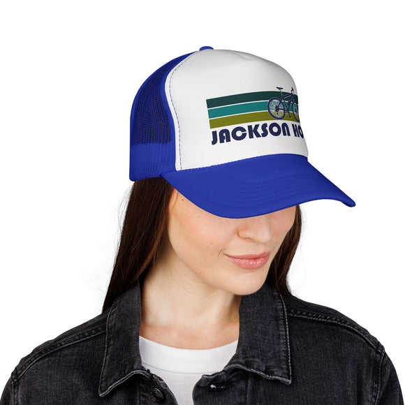 Jackson Hole, Wyoming Retro Bike Trucker Hat - Vintage Style Jackson Hole Cap