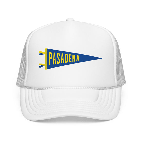 Pasadena, California Pennant Trucker Hat — Retro Flag Foam Cap