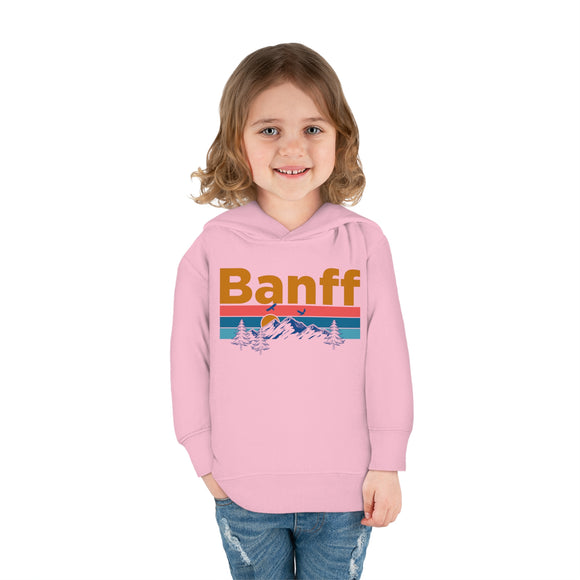 Banff Toddler Hoodie - Retro Mountain Sun Unisex Banff Toddler Sweatshirt