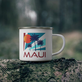 Maui, Hawaii Camp Mug - Retro Enamel Campfire Maui Mug