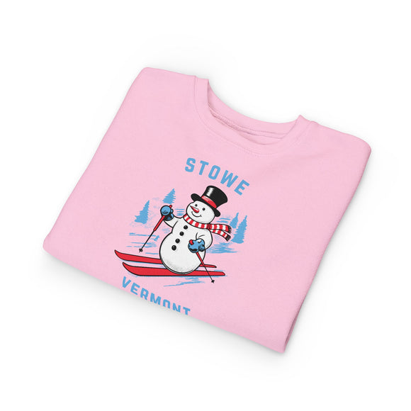 Stowe, Vermont Toddler Sweatshirt - Skiing Snowman Stowe Toddler Crewneck Sweatshirt