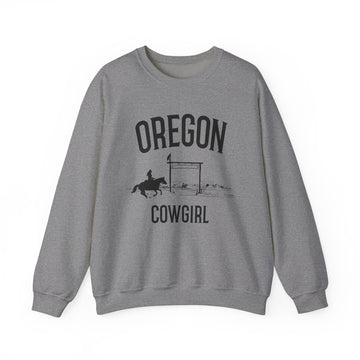 Buy graphite-heather Oregon Sweatshirt - Oregon Cowgirl Graphic Crewneck