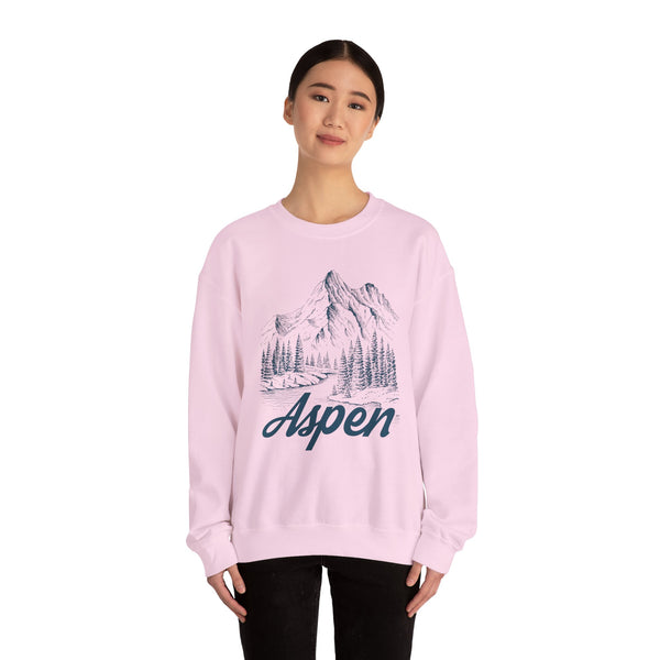 Aspen, Colorado Sweatshirt - Mountain Illustration Graphic Crewneck