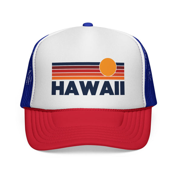 Hawaii Retro Sun Trucker Hat - Vintage Style Hawaii Cap