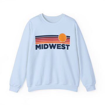 Buy light-blue Midwest Sweatshirt Retro Sun Unisex - Vintage Midwest Inspired Warm Pullover Jumper