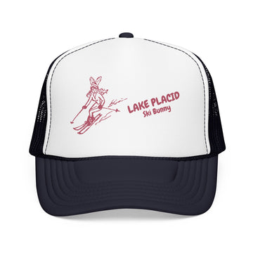 Buy navy-white-navy Lake Placid, New York Ski Bunny Foam Trucker Hat