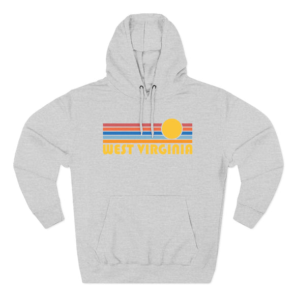 Premium West Virginia Hoodie - Retro Sun Unisex Sweatshirt