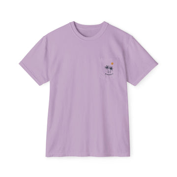 Buy orchid Hawaii Palm Tree Pocket Tee, Summer Coastal Vibes Top, Beach Apparel - Comfort Colors Graphic T Shirt