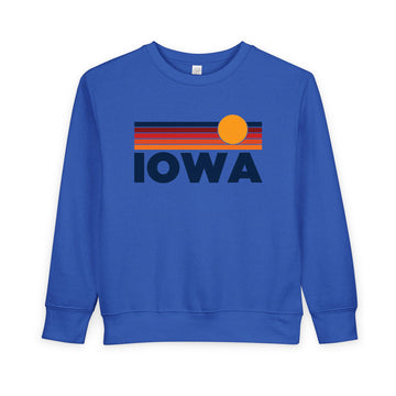 Buy royal Iowa Toddler Sweatshirt - Retro Sun Iowa Toddler Crewneck Sweatshirt