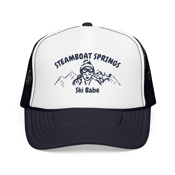 Steamboat Springs, Colorado Ski Babe Trucker Hat — Foam Mesh Cap