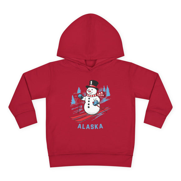 Alaska Toddler Hoodie - Unisex Skiing Snowman Alaska Sweatshirt