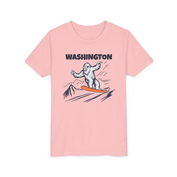 Buy pink Washington Yeti Snowboard Youth Tee - Kids Skiing Shirt