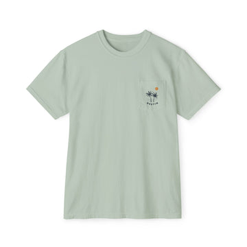Buy bay Destin, Florida Palm Tree Pocket Tee, Summer Coastal Vibes Top, Beach Apparel - Comfort Colors Graphic T Shirt
