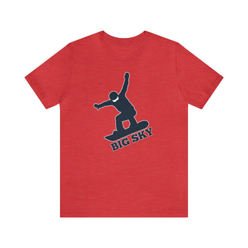 Buy heather-red Big Sky, Montana T-Shirt - Snowboard Unisex Big Sky Shirt