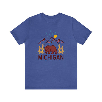 Buy heather-true-royal Michigan T-Shirt - Retro Unisex Michigan Shirt