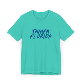 Buy teal Tampa T-Shirt | 100% Cotton Retro Florida Tee
