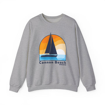 Buy sport-grey Cannon Beach, Oregon Sweatshirt - Sailboat Cannon Beach Crewneck Sweatshirt