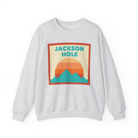 Retro Jackson Hole, Wyoming Sweatshirt, Mountain Sun Design, Unisex Crewneck, Gift for Outdoorsy Friends, Vintage Jumper