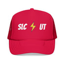 Salt Lake City, Utah Retro Trucker Hat - Lightning Foam Cap - Lightning Black-3
