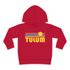 Tulum, Mexico Toddler Hoodie - Retro Sunrise Unisex Tulum Toddler Sweatshirt