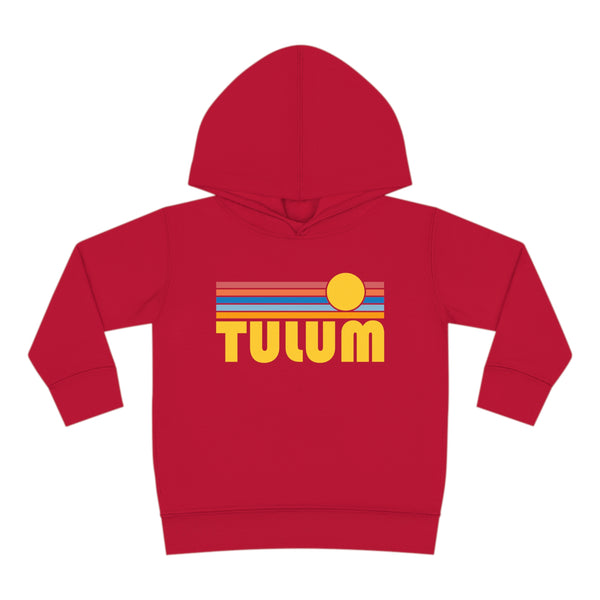 Tulum, Mexico Toddler Hoodie - Retro Sunrise Unisex Tulum Toddler Sweatshirt