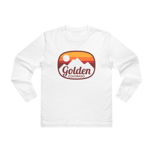 Golden, Colorado Mens Base Long-sleeve Tee - Retro Ombre Heavy Weight Long Sleeve T-shirt