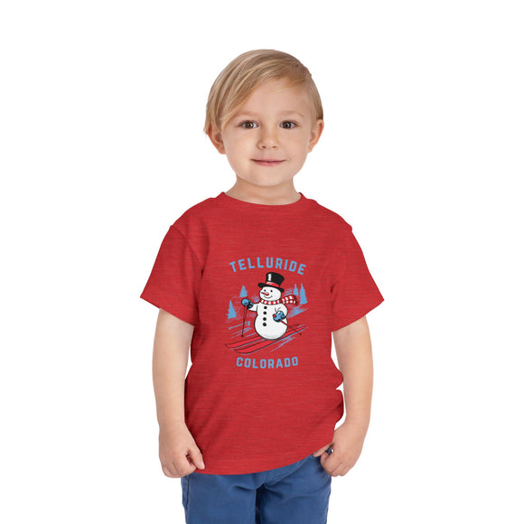 Telluride, Colorado Toddler Skiing Snowman Graphic Tee - Kids Telluride Shirt