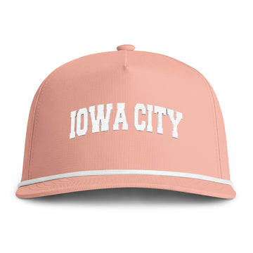 Buy peachy Iowa City, Iowa Embroidered Rope Hat - Vintage Sunwashed Rope Cap, Comfort Colors