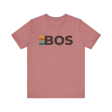 Buy heather-mauve Boston, Massachusetts tee - BOS t shirt retro stripes