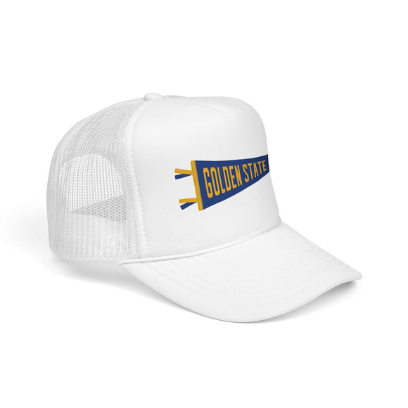 Golden State, California Pennant Trucker Hat — Retro Flag Foam Cap