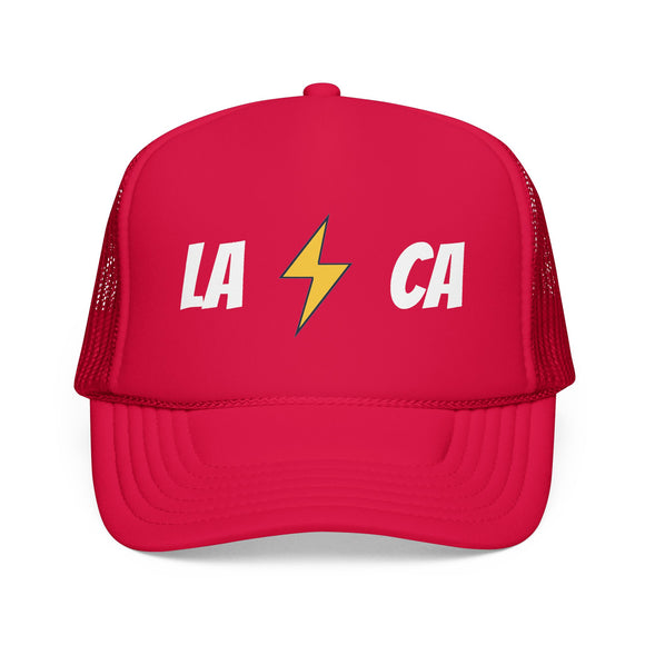 Los Angeles, California Retro Trucker Hat - Lightning Foam Cap