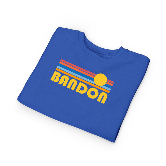 Bandon, Oregon Toddler Sweatshirt - Retro Sun Bandon Toddler Crewneck Sweatshirt